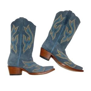 Planet Cowboy Women's Steel My Blues Psychedelic Suede Leather Western Boots 8